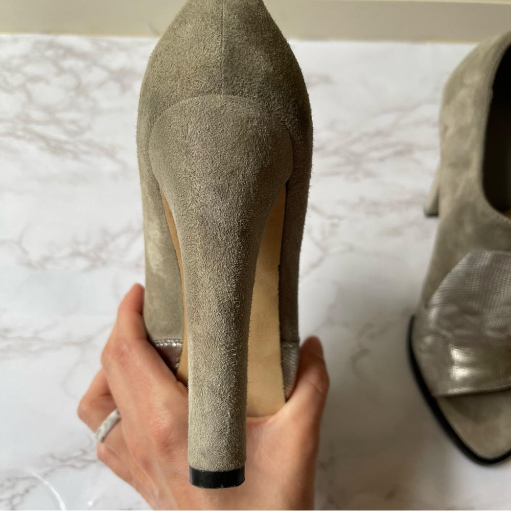 Alexander Wang Luisa Silver Suede Open Peep Toe High Heels 38 - Picture 7 of 9